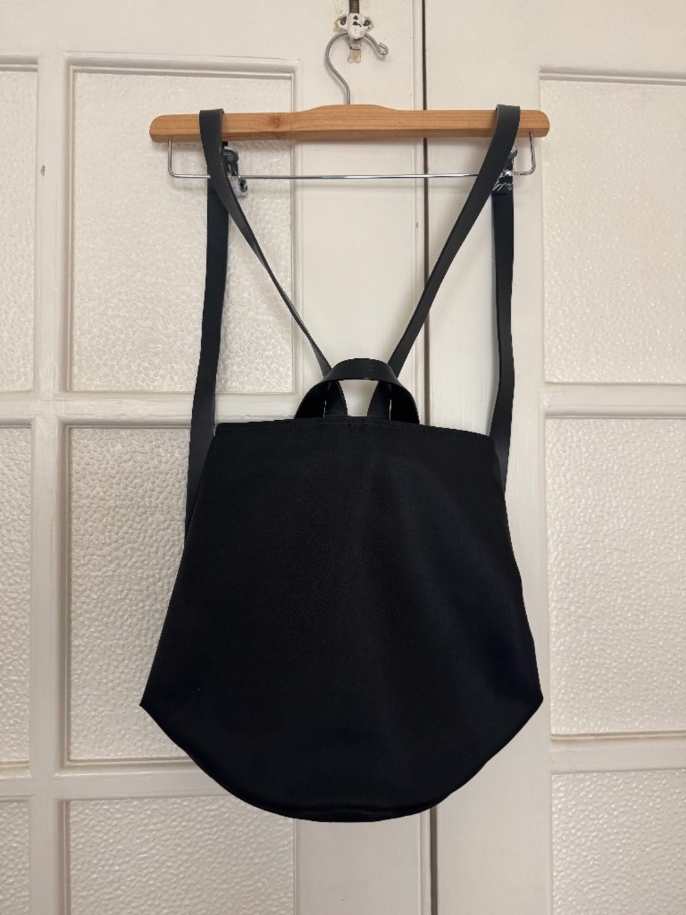 100% LANCEL Explorer backpack black nylon with leather straps.